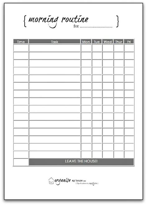 morning routine planning  checklist printables morning routine