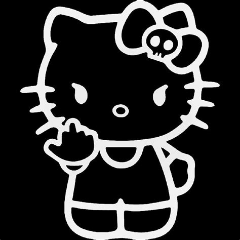 Hello Kitty Fuck You Middle Finger Vinyl Decal Sticker