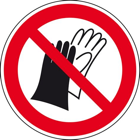aufkleber  verbotsschild benutzen von handschuhen verboten folie