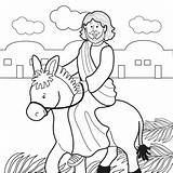 Jesus Coloring Donkey Riding Sunday Palm Pages Bible Jerusalem Entry Triumphal Easter Rides Kids Craft Into School Color Para Clipart sketch template