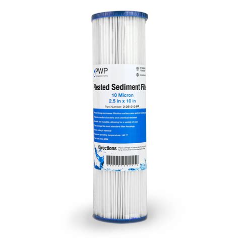 Pleated Poly Sediment Water Filter Cartridge Standard 2 5x10 10 Micron