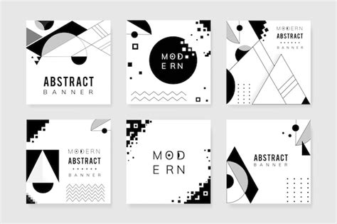 abstract modern black  white template set vector