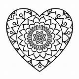 Mandala Heart Coloring Drawing Mandalas Para Colorear Corazon Doodle Clipart Earth Pages Stock Element Outline Floral Simple Vector Shaped Clipground sketch template