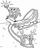 Spongebob Coloring Christmas Pages Gary Snail Color sketch template