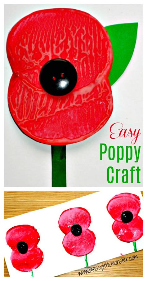 remembrance day poppy craft messy  monster