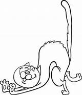 Stretching Coloring Cat Cartoon sketch template