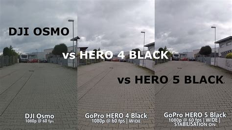 dji osmo  gopro hero black  gopro hero black comparison side  side p fps youtube