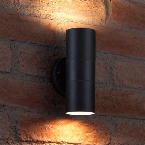 auraglow stainless steel outdoor double   wall light led
