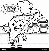 Pizza Cartoon Chef Alamy Coloring Kitchen sketch template