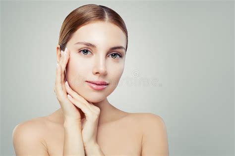 beautiful spa woman face pretty girl  healthy clear skin stock