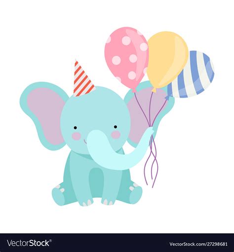 cartoon elephant with balloons royalty free vector image