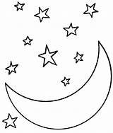 Coloring Night Moon Starry Sky Pages Star Template Kids Sun Coloringsky Sheet Print Printable Sheets Drawing Space Worksheets Line Sketch sketch template