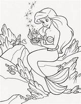 Ariel Mermaid Coloring Little Pages Printable Filminspector sketch template