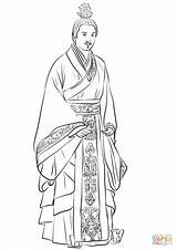 Coloring Chinese Hanfu Man Pages Costume Drawing Wearing Printable sketch template