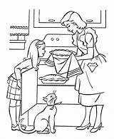 Coloring Pages Mothers Helping Mother Mom Sheets Bake Pie Honkingdonkey Print sketch template