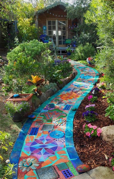 creative mosaic garden paths  transform  outdoor space  garden