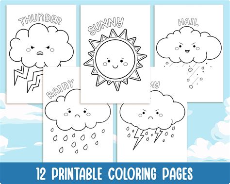 printable weather elements coloring pages  kids  names
