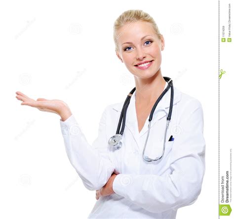 successful female doctor holding something stock image image of adult stethoscope 11074259