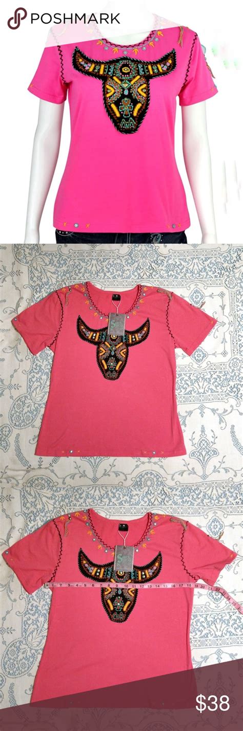 sassy sistas pink hand embroidered t shirt size m