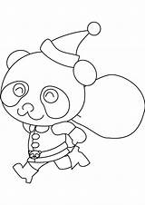 Panda Coloring Pages Christmas Santa Kids Print Online Please sketch template