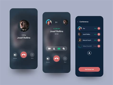 voice call screens  messaging app  tushar palei  dribbble