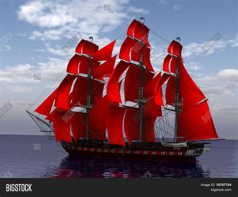 ship sea red sails profile image photo bigstock