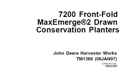 john deere  front fold maxemerge  drawn conservation planters technical manual tm