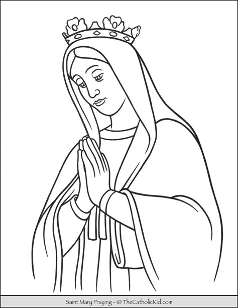 saint mary praying coloring page thecatholickidcom coloring pages