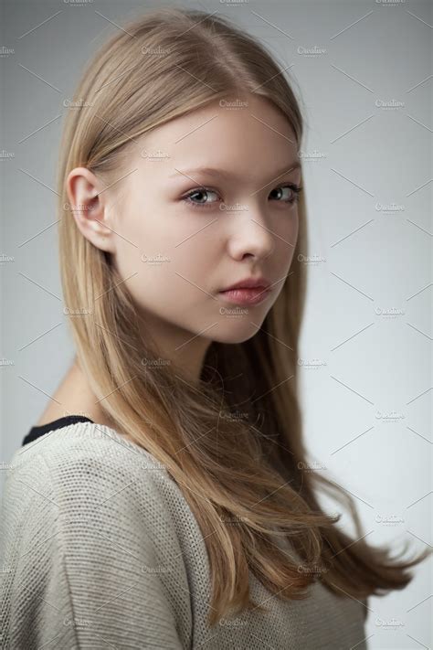 beautiful teen girl portrait high quality beauty fashion stock  creative market