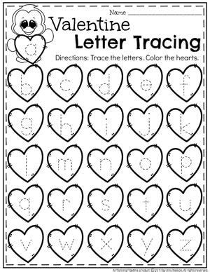 fun valentine letter tracing worksheets  preschoolers