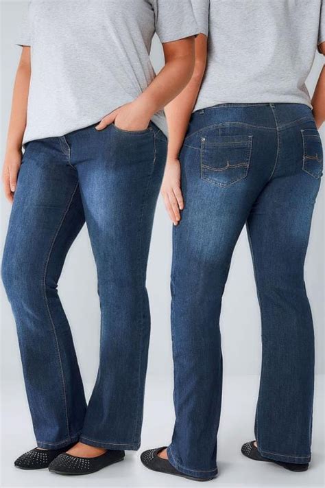 indigo bootcut shaper isla jeans with double button plus size 16 to 32
