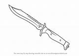 Knife Bowie Draw Drawing Hunting Strike Counter Step Coloring Drawings Huntsman Learn Template Drawingtutorials101 Sketch Paintingvalley sketch template