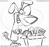 Dog Clipart Box Wagging Tail Looking Illustration Cartoon His Surprise Royalty Toonaday Vector Lineart sketch template