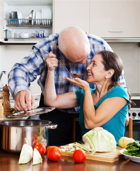 Mature Couple Cooking Together Stock Image Image Of European Girl