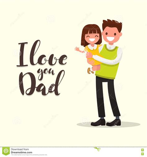 inscription i love you dad father with daughter vector