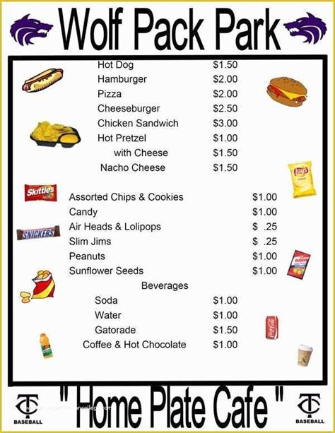 printable concession stand menu template word printable templates