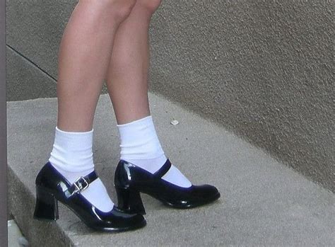 Patent Mary Janes And White Anklets Socks And Heels Aesthetic Shoes