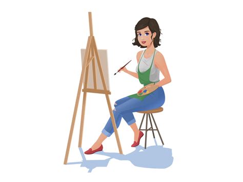 Girl With An Easel Illustration Art Girl Girl Easel