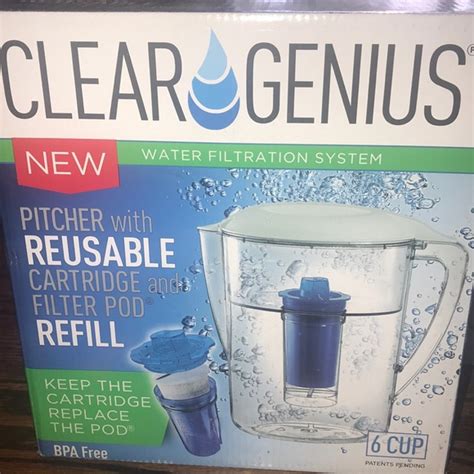 Clear Genius Dining Clear Genius Water Filtration System Pitcher 6