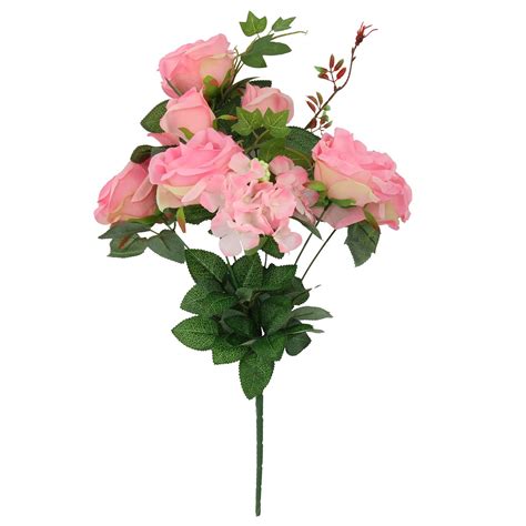 xl 9 head rose and hydrangea bouquet artificial silk fake flowers stem