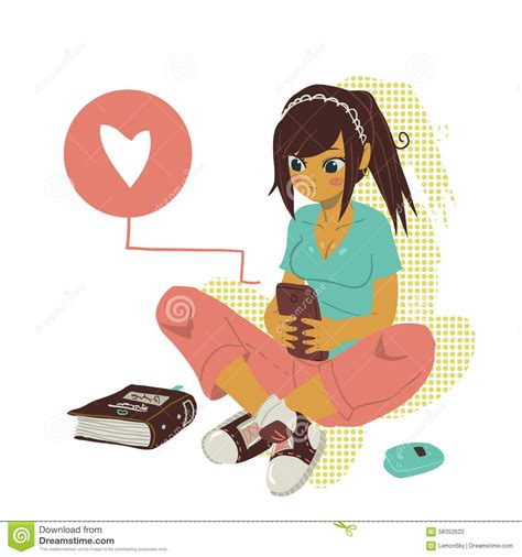girl writing text message on smartphone stock vector
