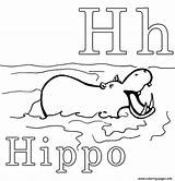 Hippo Coloring Alphabet Pages Printable sketch template