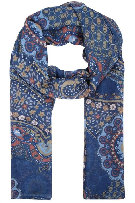 navy and yellow floral paisley print scarf