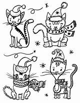 Coloring Christmas Cat Pages Printable Cats Doodle Sheets Printables Kids Sheet Adult Worksheets Books Drawing Print Animal Coloringcafe Decorations Activities sketch template