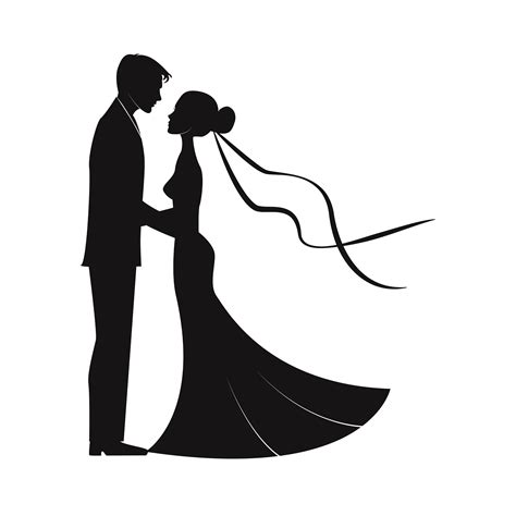 Wedding Couples In Silhouette Svg Marriage Bride And Groom