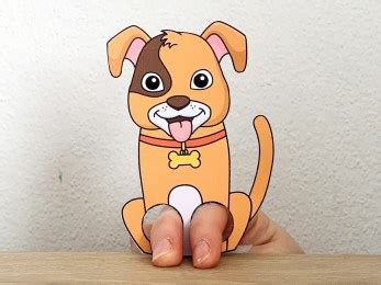 dog finger puppet printable template easy kid craft happy paper time