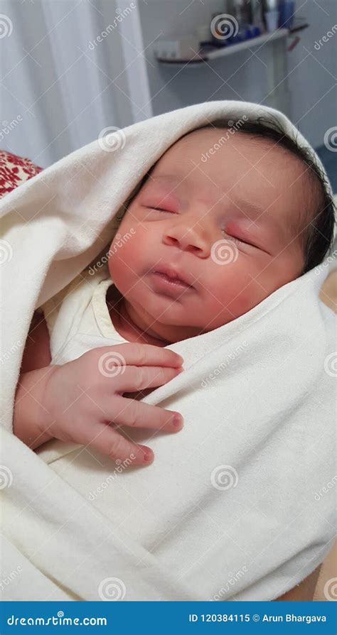 close   happy healthy indian  born baby stock image image