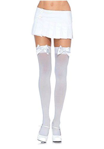 leg avenue thigh high stockings w bow white blue white blue size