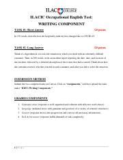 writing component version  ilacic occupational english test