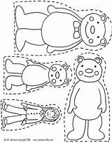 Bears Goldilocks Puppets Ricitos Osos Tres Puppet Risitos Riccioli Ours Ositos Magnet Boucle Titeres Fichas Retelling Maternelle Líneas Aktivity Preescolares sketch template